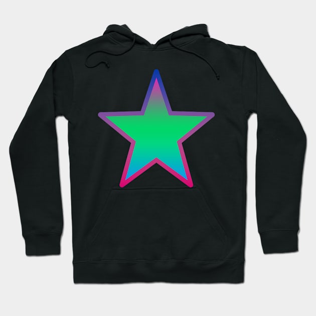 Bi+ Star (Poly Flag with upside-down Bi Flag outline) Hoodie by opalaricious